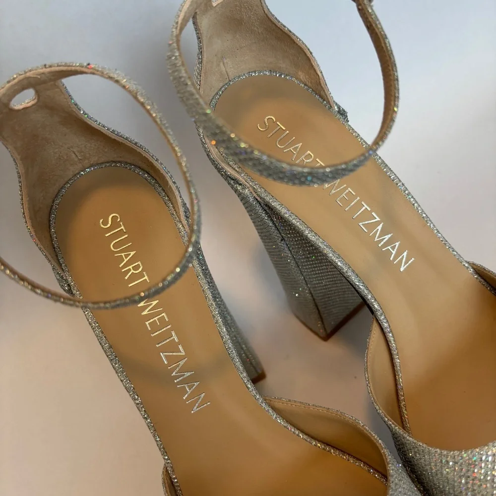 Stuart Weitzman Skyhigh 145 Metallic Platform Heels size 10.5‎